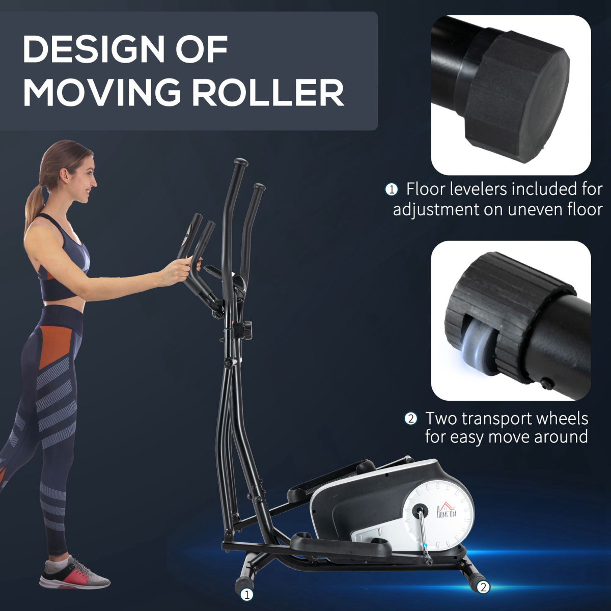 HOMCOM Elliptical Cross Trainer with 8 Resistance Levels, LCD Monitor