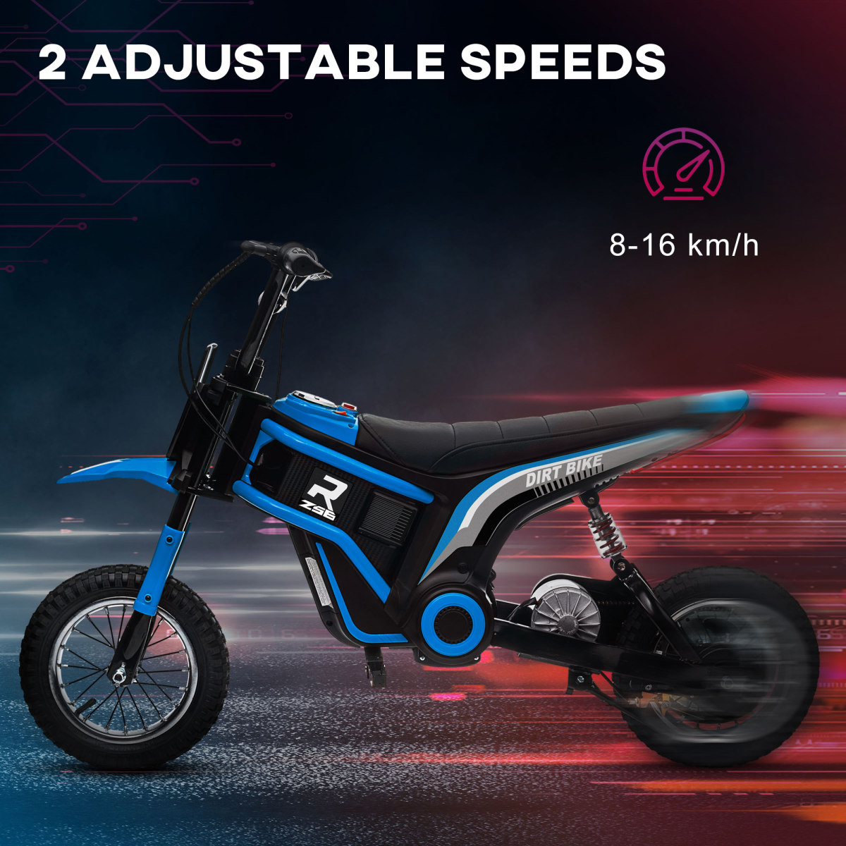 HOMCOM 24V Kids Electric Motorbike, Twist Throttle, Music & Horn, Blue