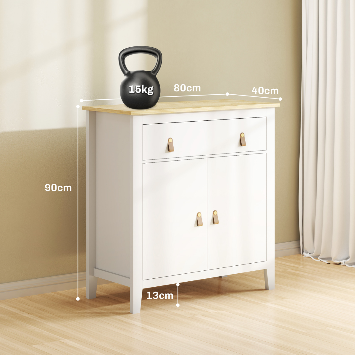HOMCOM White Sideboard with Drawer and Adjustable Shelf Cabinet