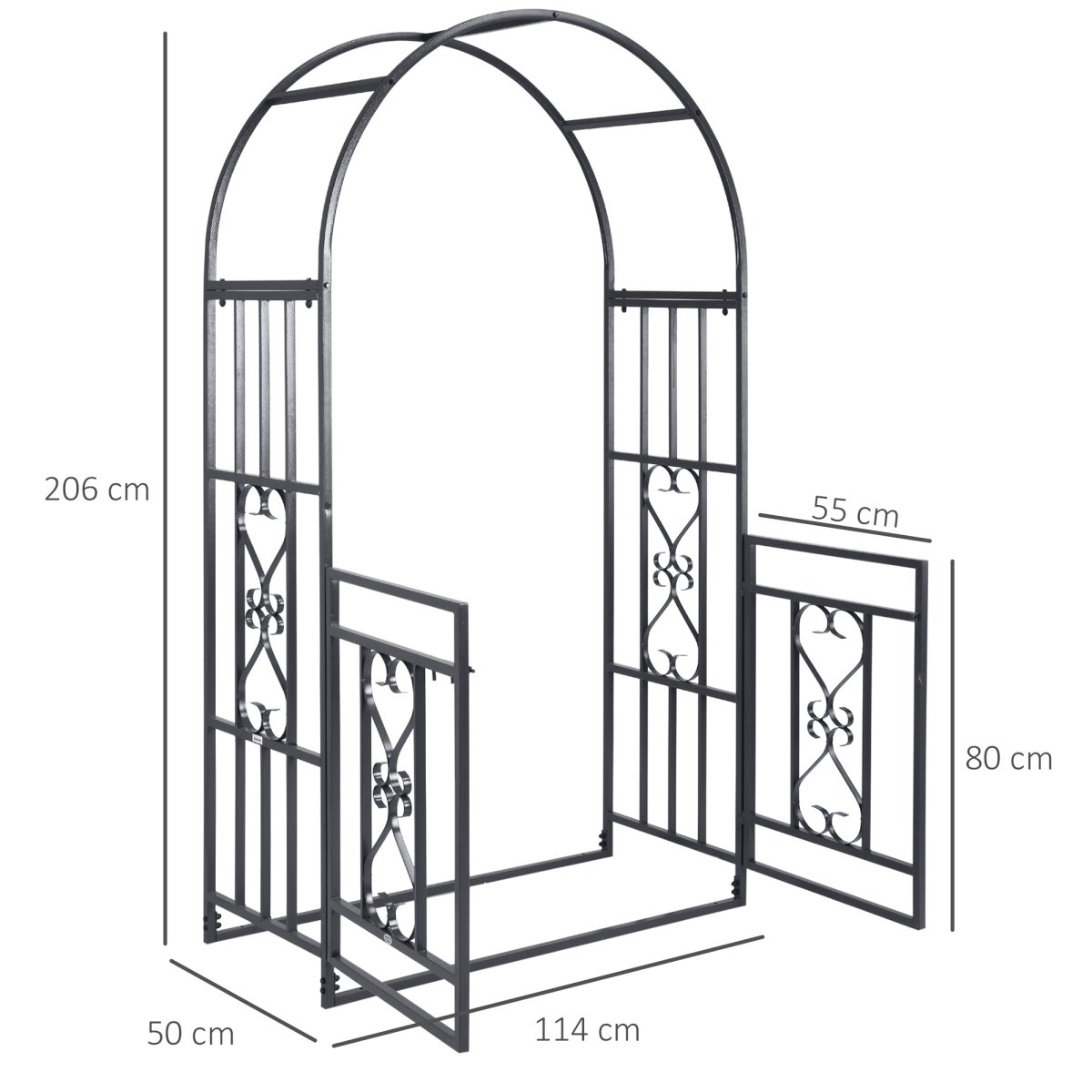 Outsunny Steel Garden Arch with Double Gate for Climbing Plants