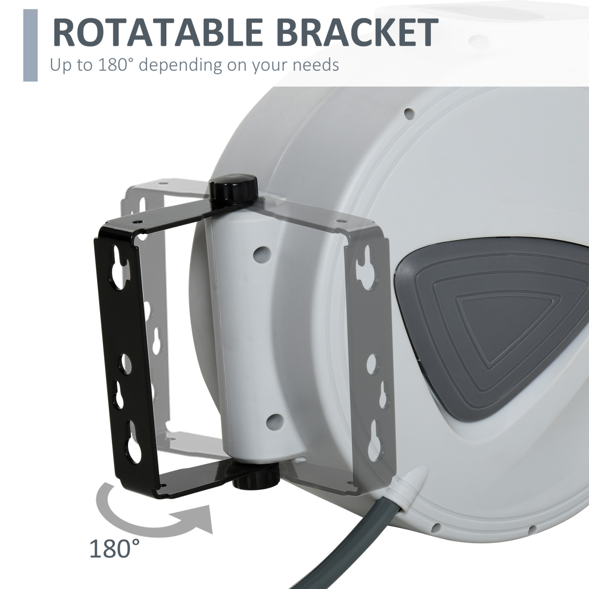 Durhand Retractable 15m Auto Self-Winding Wall-Mount Air Hose Reel 1/4" with 180° Rotating Bracket