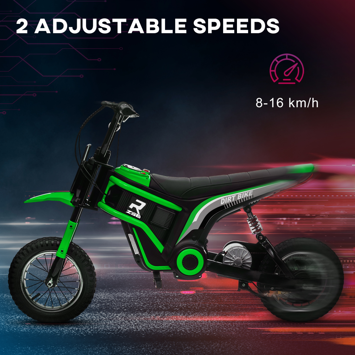 HOMCOM 24V Kids Electric Motorbike with Twist Throttle, Music & Horn - Green