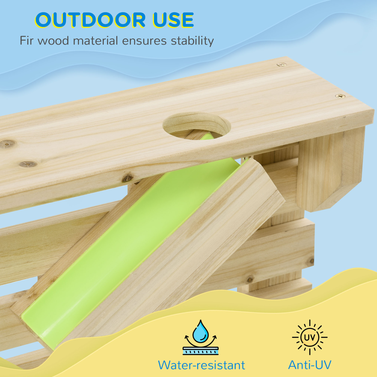 Outsunny Kids Sand and Water Playset with 18 Accessories, Dual Sinks, Water Tracks and Carts, Fir Wood, Ages 3-7