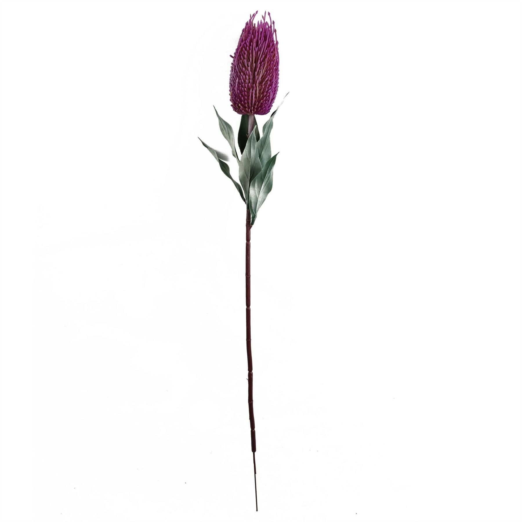 75cm Artificial Banksia Menziesii Pink Single Stem with Plastic Leaves