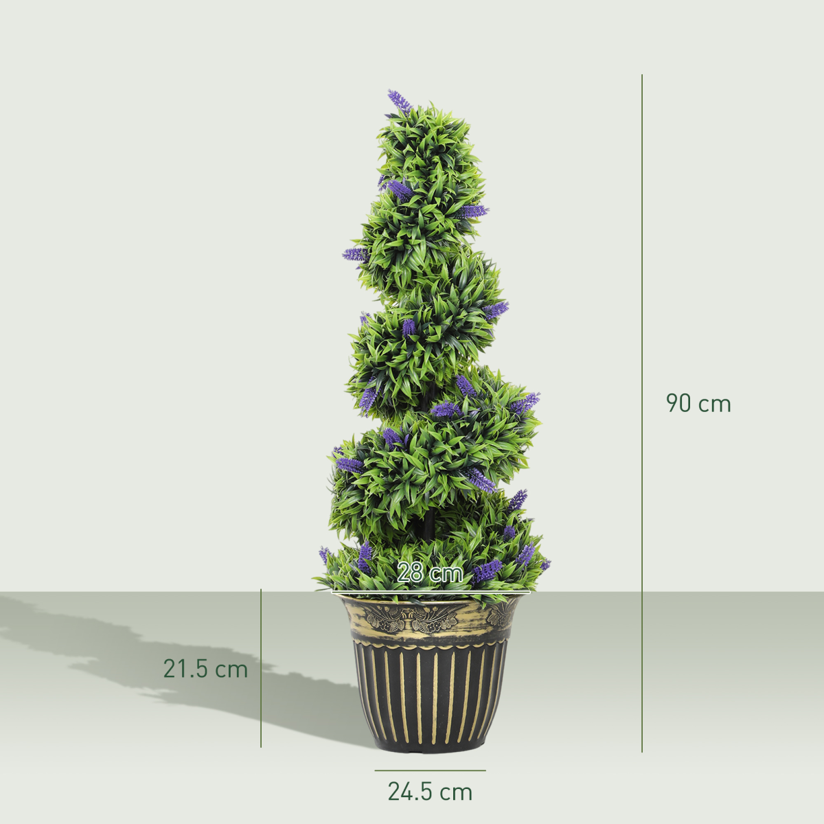 HOMCOM Set of 2 Artificial Spiral Boxwood Plants with Lavender, 90cm