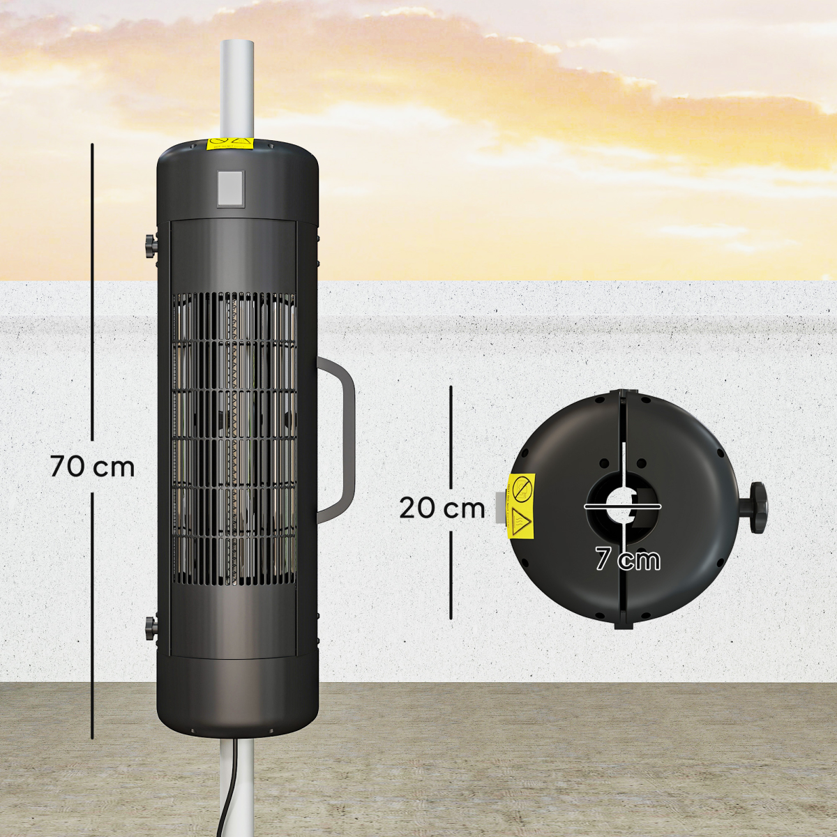 Outsunny Electric Parasol Mounted Patio Heater, 2 Heat Settings
