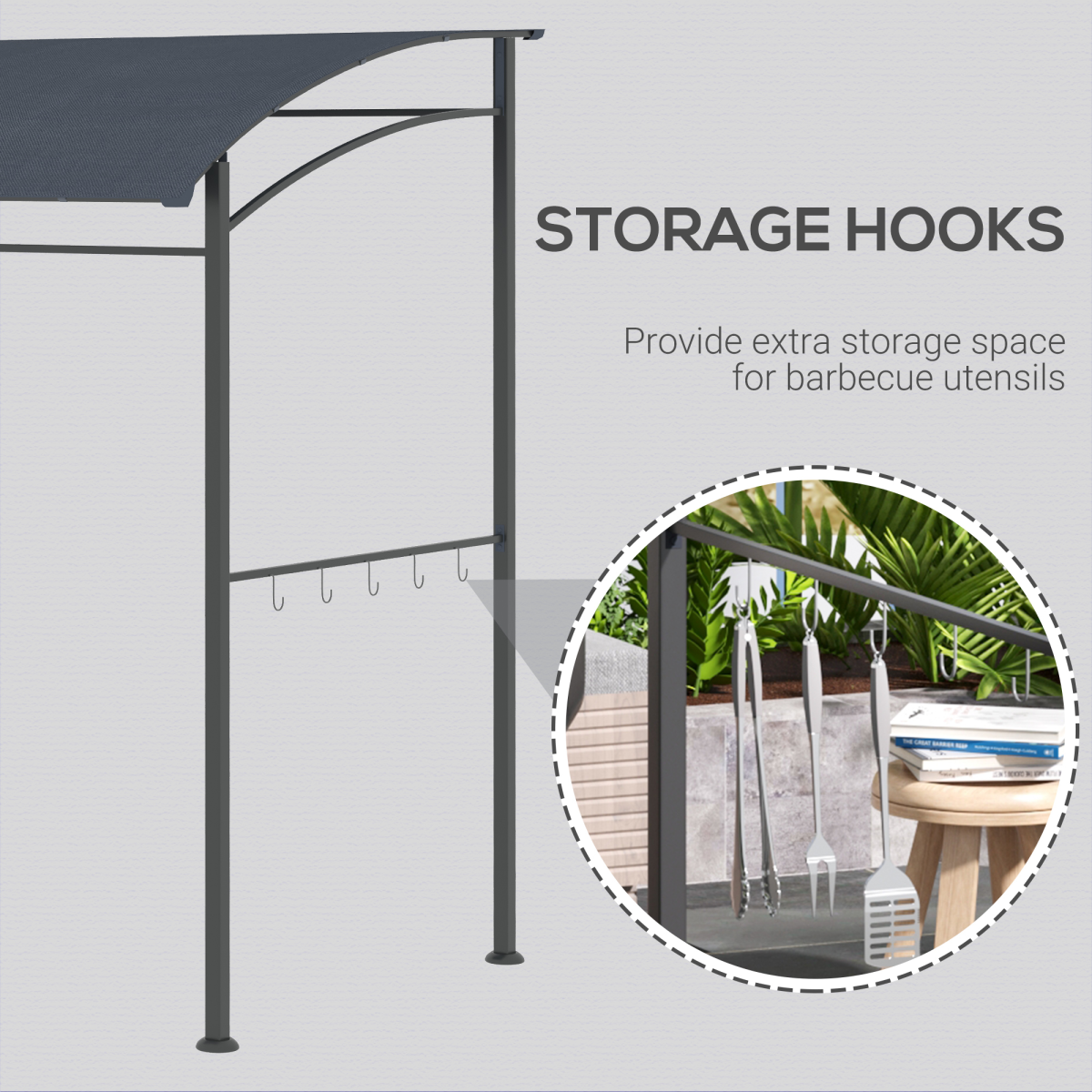 Outsunny 2M BBQ Grill Gazebo Tent with Metal Frame, Weather-Resistant, Grey