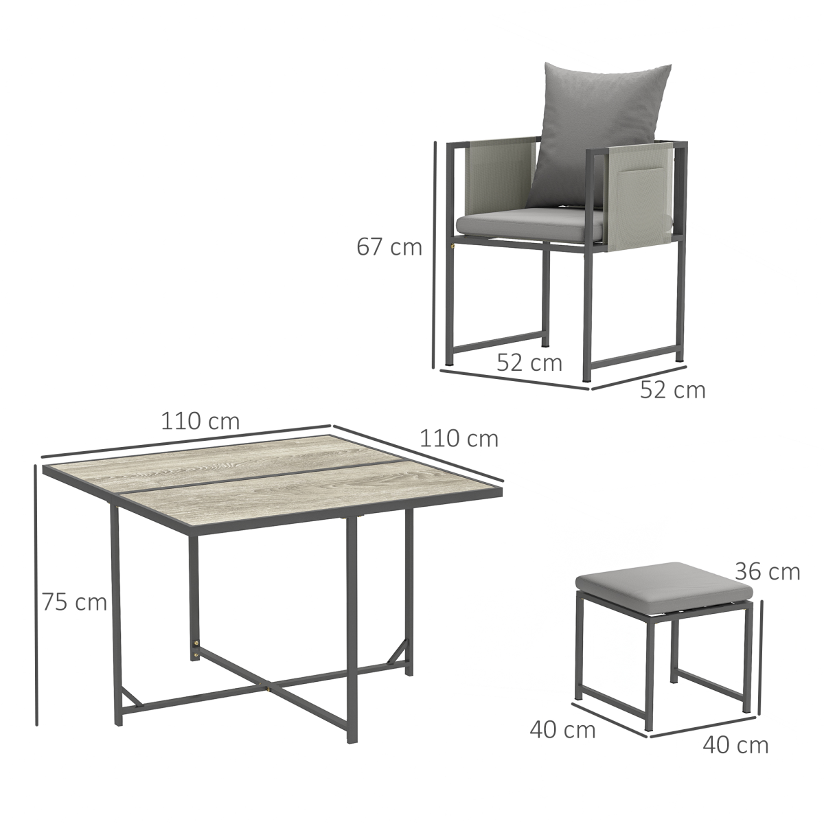 Outsunny 9 Piece Cube Garden Dining Set with Cushions