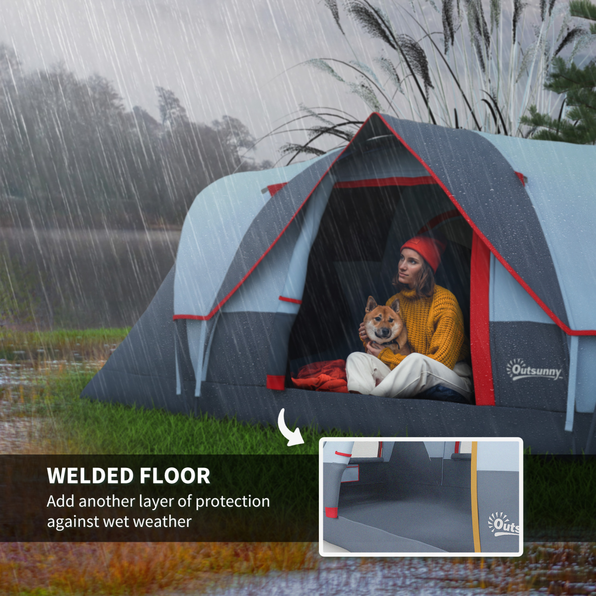 6-Person Camping Tent with Carry Bag, Steel & Fiberglass Frame