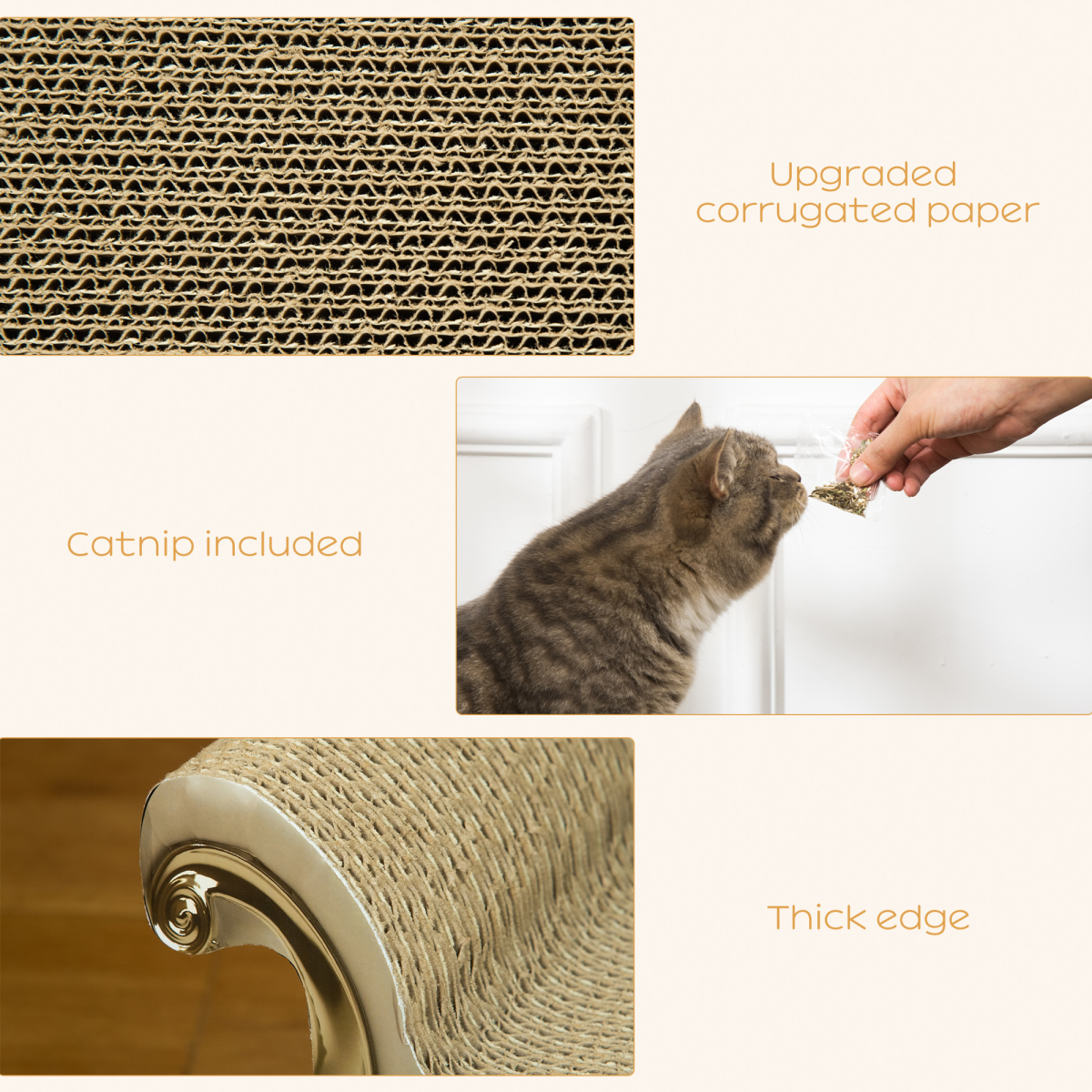 Cat Scratching Bed Sofa with Catnip, Retro Style, No Assembly