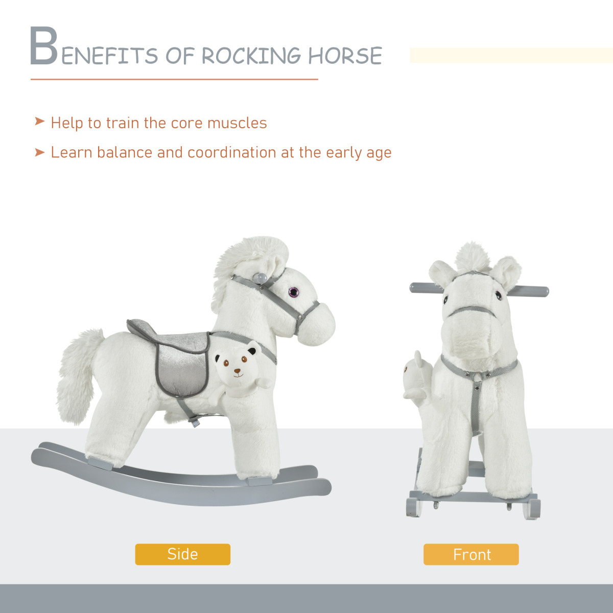 Kids Plush Ride-On Rocking Horse with Sound Handlebar