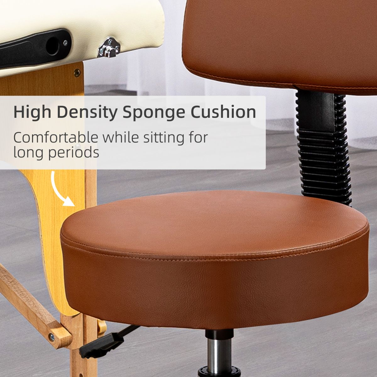 HOMCOM Adjustable Swivel Salon Chair, Padded Seat & Back, 5 Wheels, Brown
