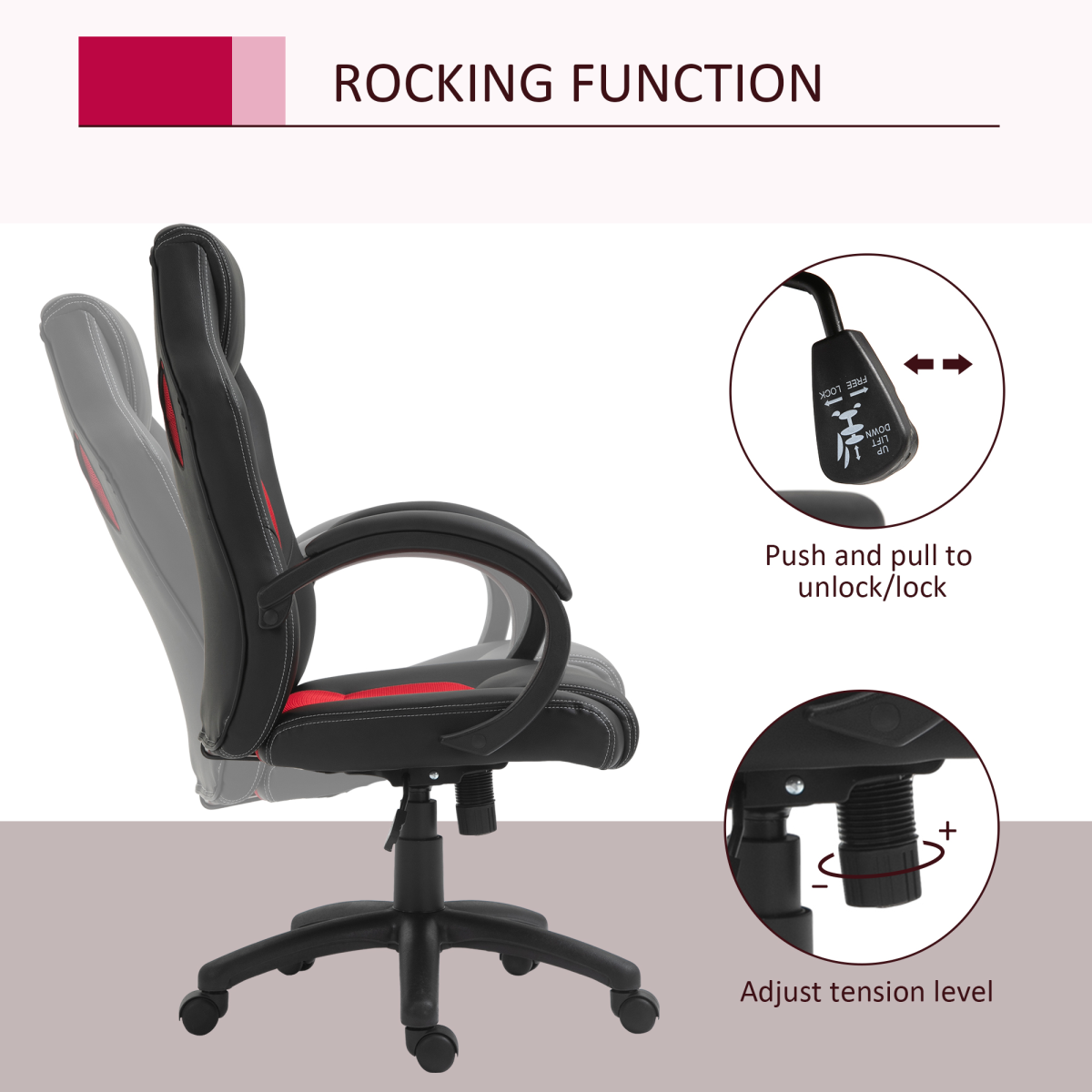 Vinsetto Executive Swivel Office Gaming Chair, PU Leather, Black