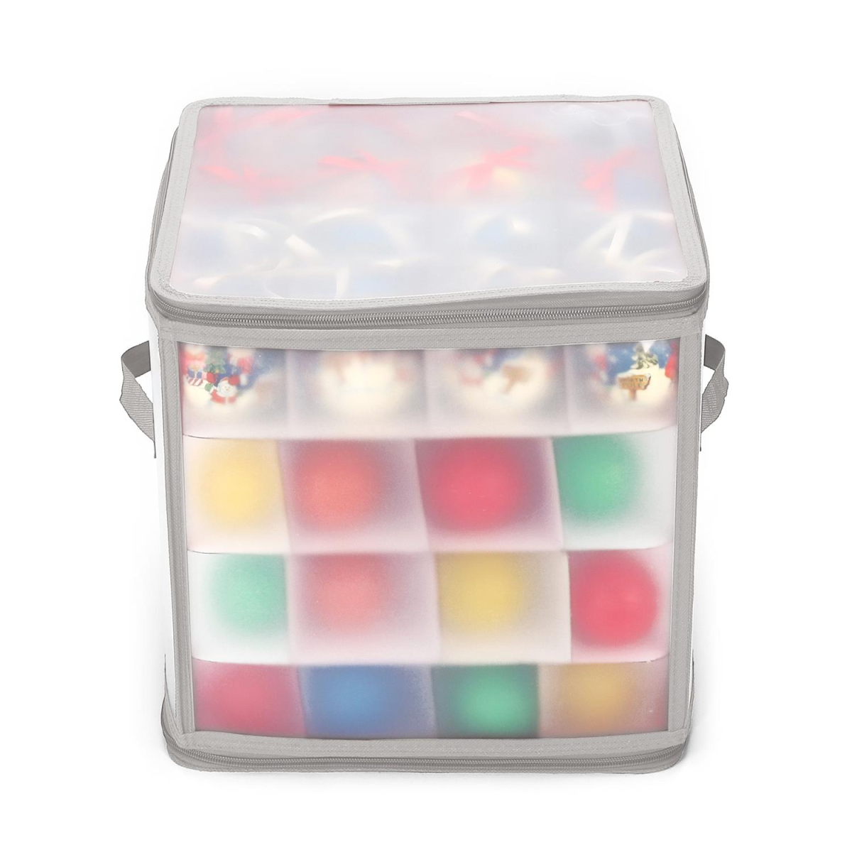 Vinsani Grey Christmas Bauble Storage Box for Up to 64 Baubles