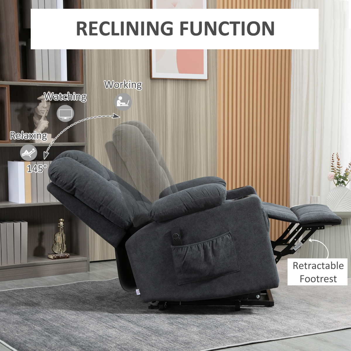 HOMCOM Grey Riser and Recliner Lift Chair with Remote for the Elderly