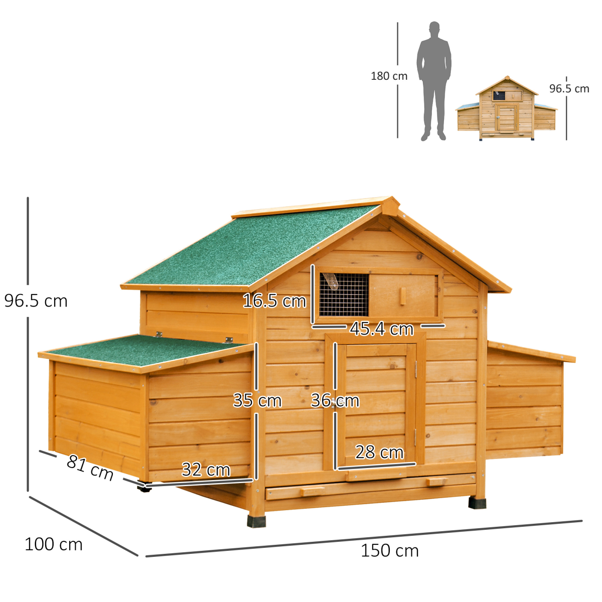 PawHut Outdoor Fir Wood Pet House with Nesting Boxes & Roof