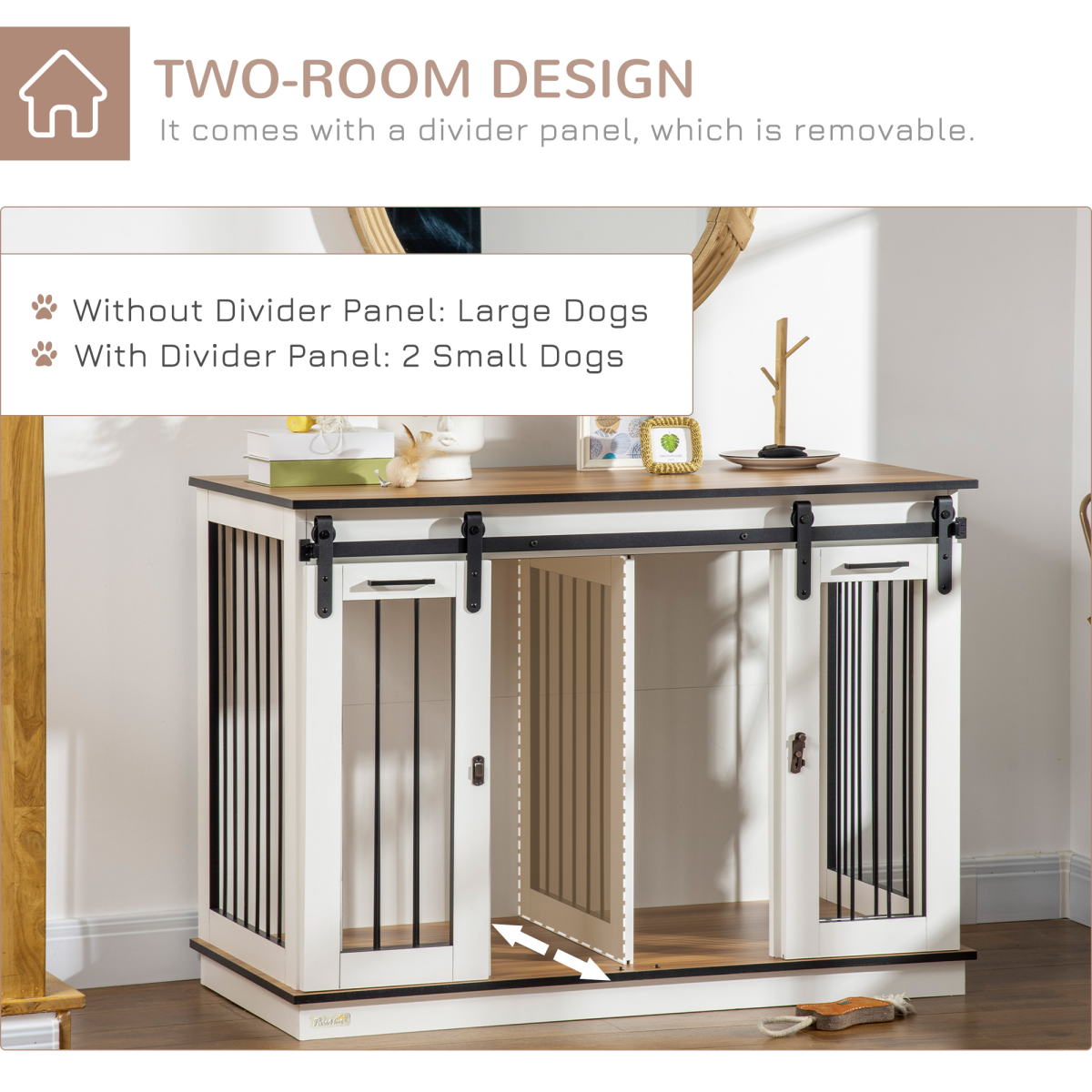 Dog Crate Furniture for Large Dogs, Double Dog Cage for Small Dogs, White