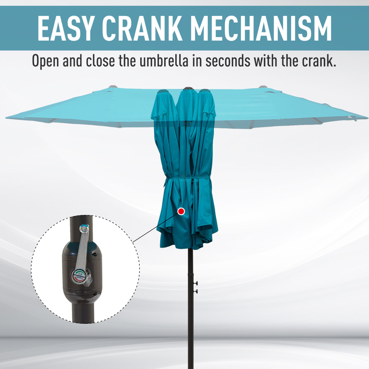 Outsunny 4.6M Double Canopy Garden Patio Umbrella Parasol with Crank Lift, Blue, No Base