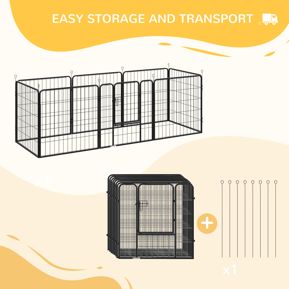 PawHut Foldable Steel Pet Playpen with 8 Panels, Hinged Door and Double Latch