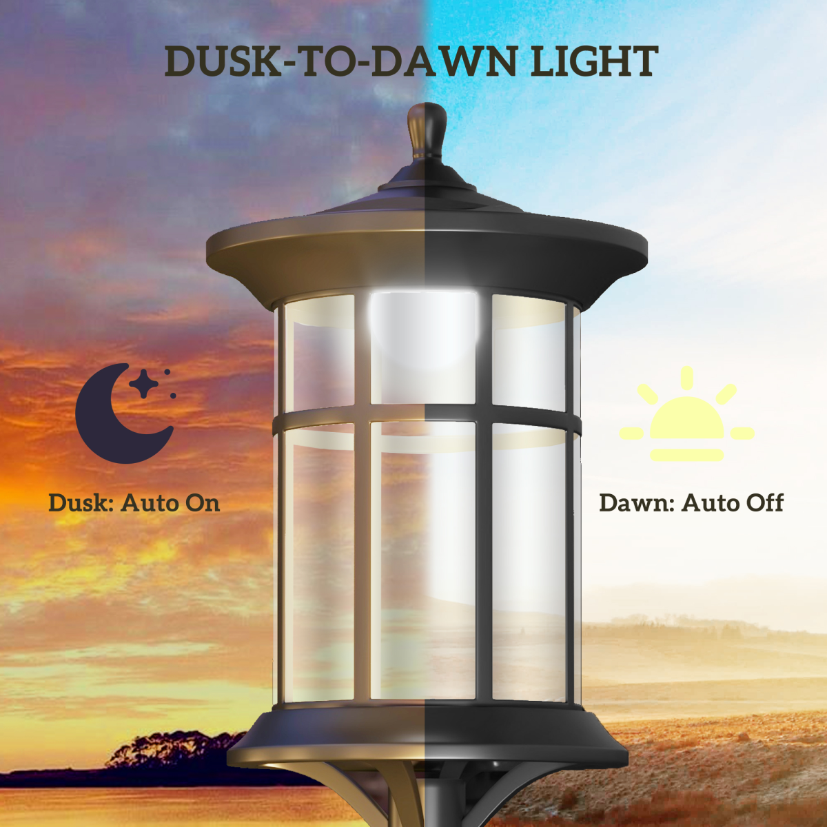 Outsunny LED Solar Outdoor Post Lights, IP44 Waterproof, Cool White, 2 Pack