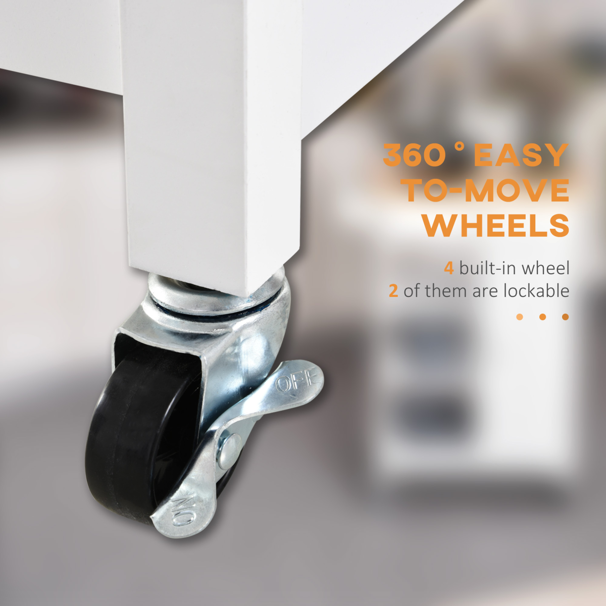 HOMCOM White MDF Kitchen Storage Trolley with Drawer, Open Shelves, Cabinet, Adjustable Shelf and Hanging Rail, Rolling Wheels
