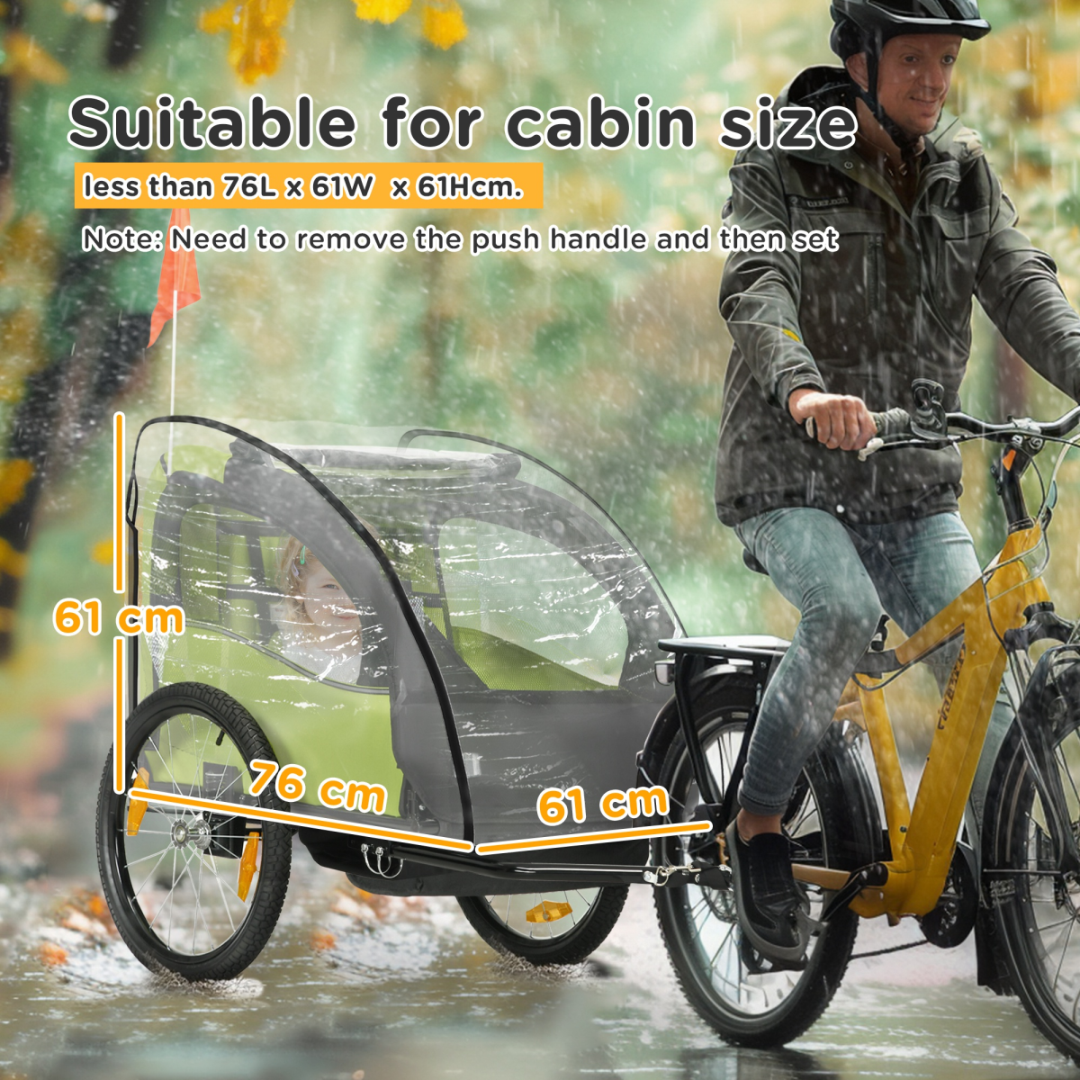 HOMCOM Waterproof Clear Baby Bike Trailer Storage Cover