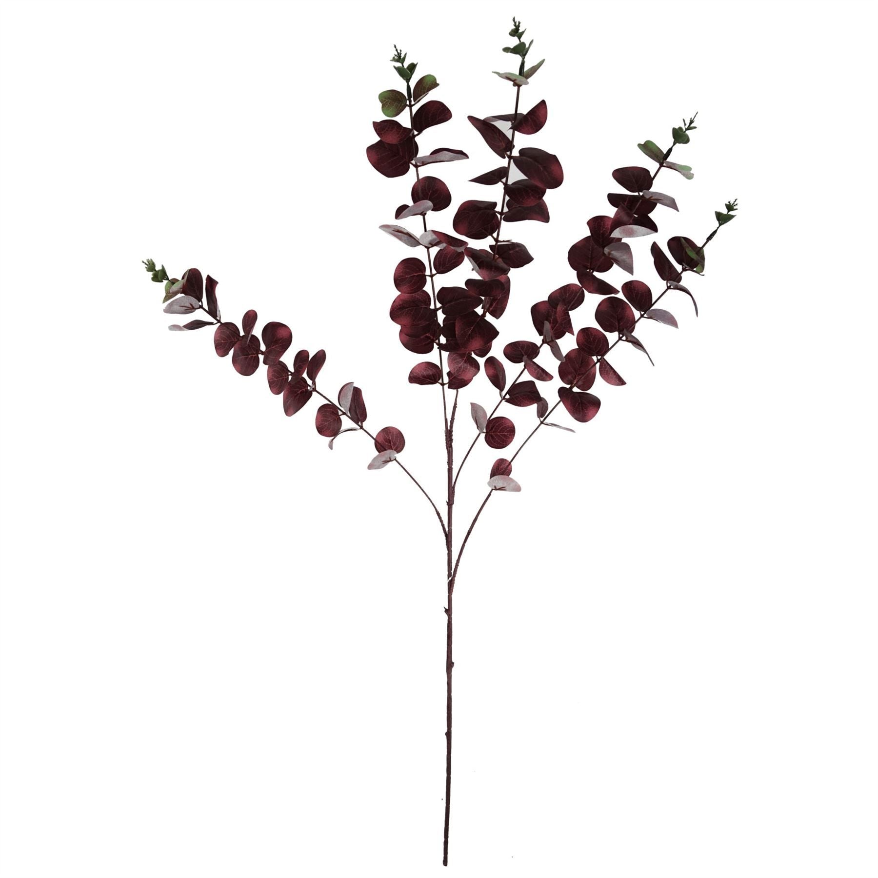Leaf Pack of 6 Artificial Eucalyptus Foliage Stems Burgundy 100cm