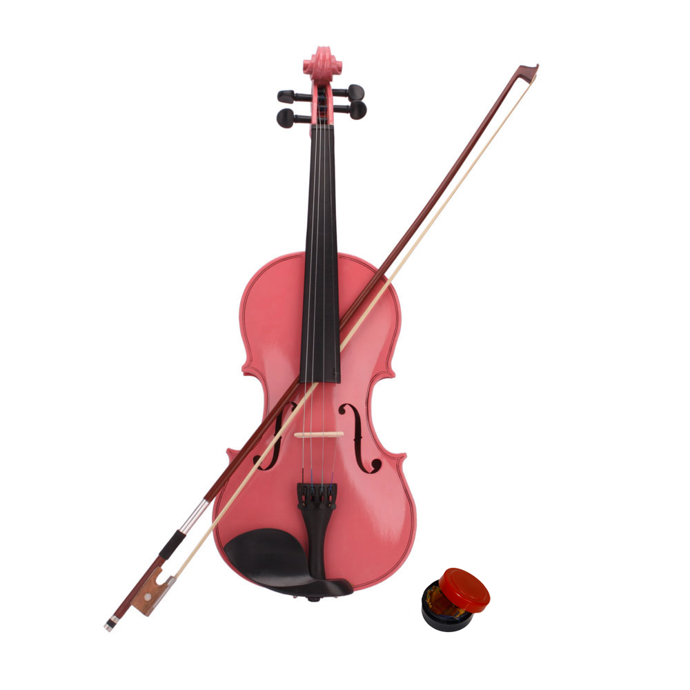 New 1/8 Acoustic Violin Case Bow Rosin Pink