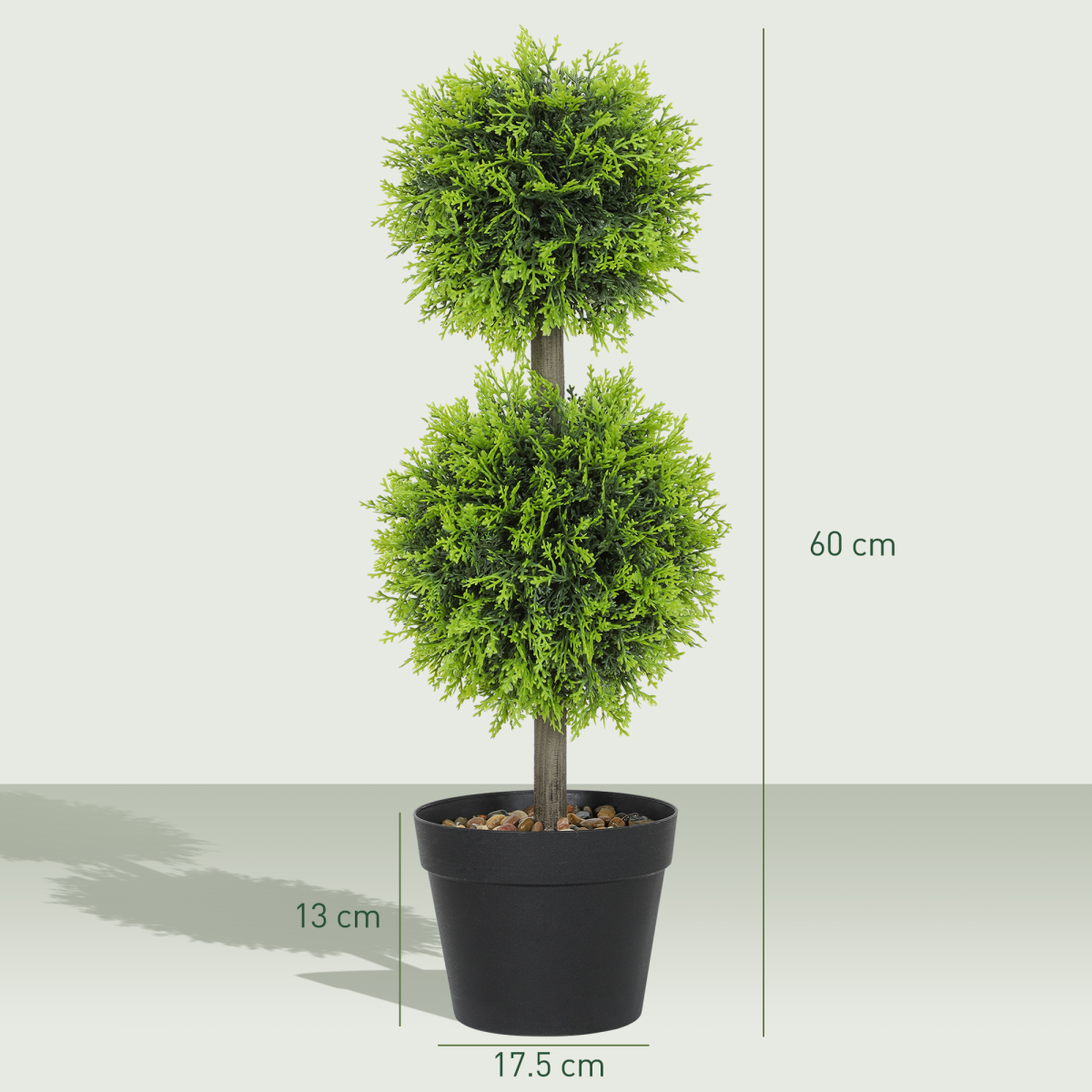 HOMCOM Set of 2 Artificial Cypress Topiary Ball Trees with Pot