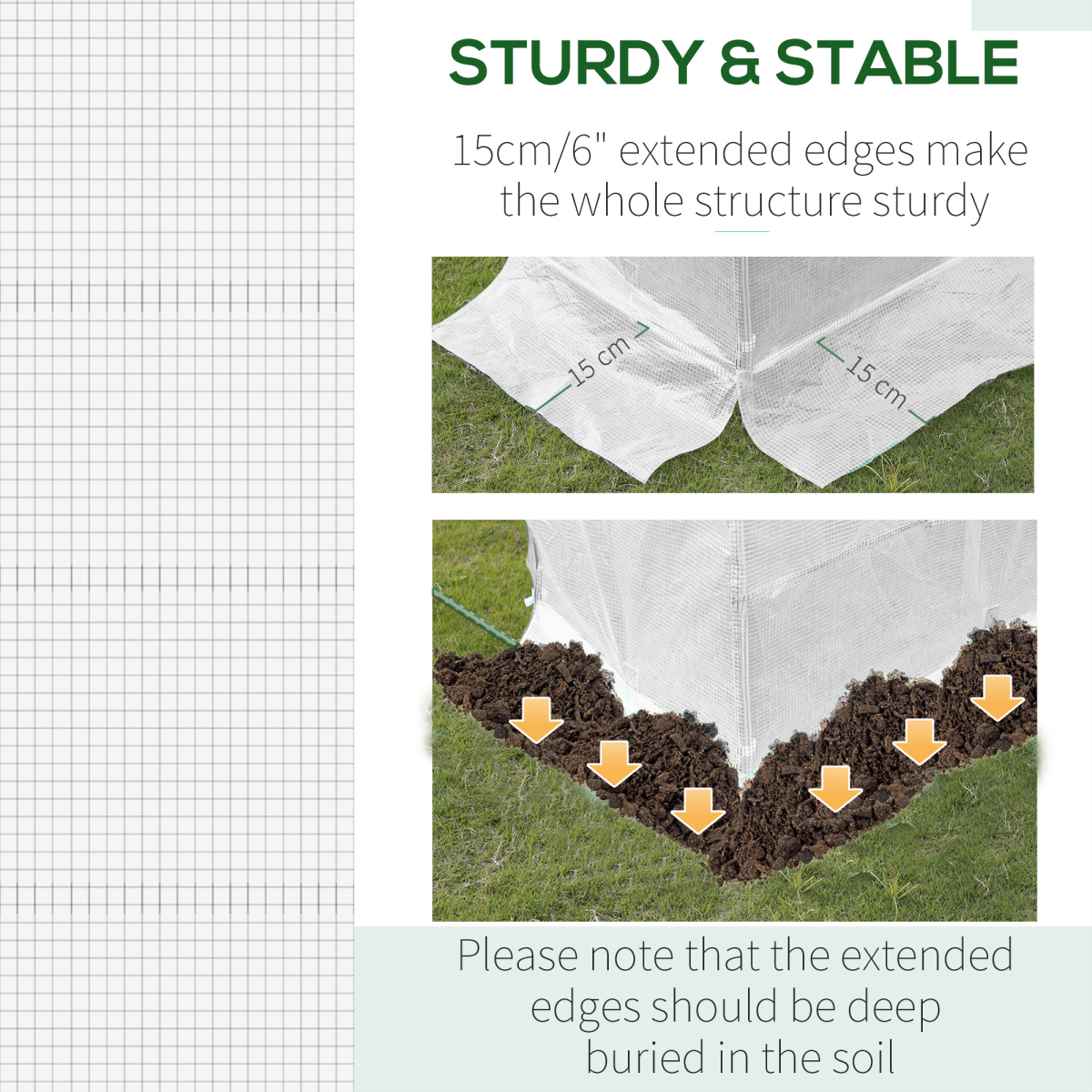 Outsunny 6x3x2m White Greenhouse Replacement Cover with Zipped Door and 12 Windows (Cover Only)