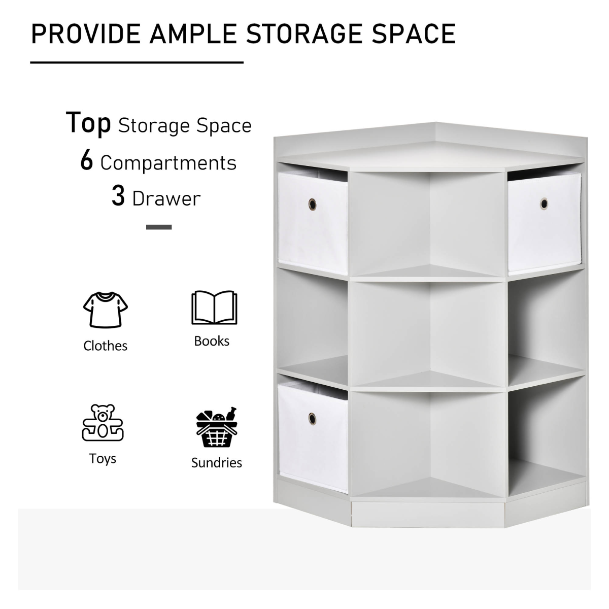 Kids Corner Storage Cabinet with Anti-Tipping Hardware, 9-Compartment Organizer with Drawers, HOMCOM