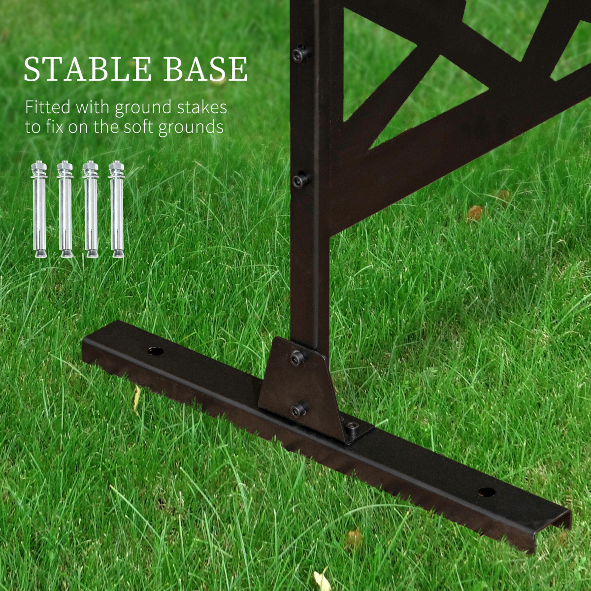 Outsunny Black Steel Garden Partition Screen, Freestanding Outdoor Decorative Divider, Irregular Figure Design, Includes Expansion Screws