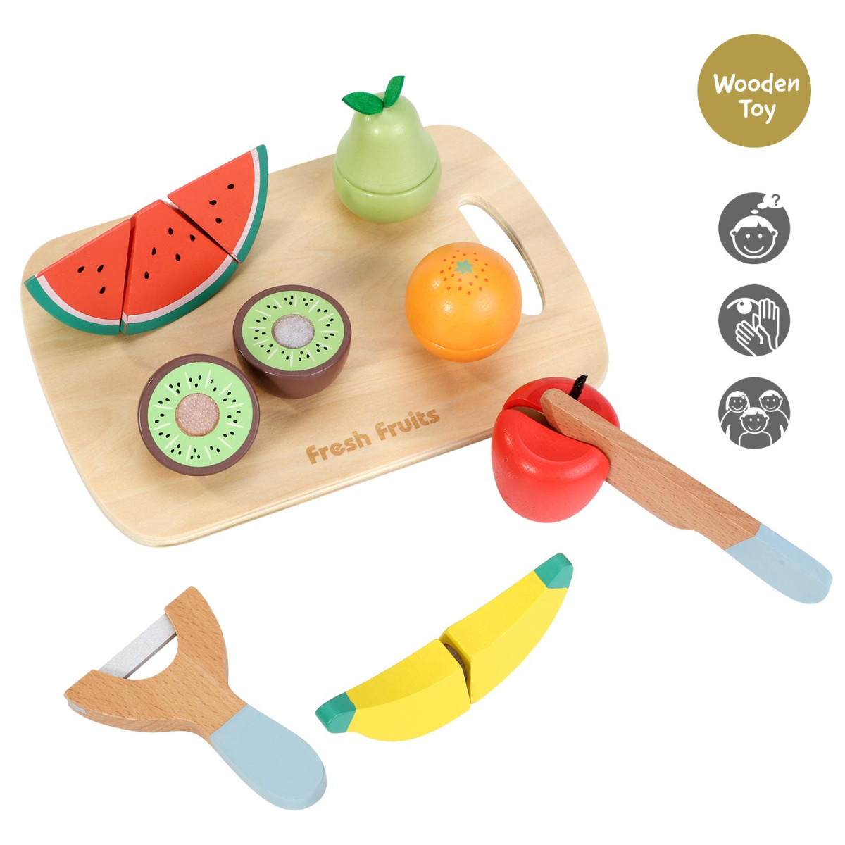 SOKA Play Imagine Learn Wooden Fruit Cutting Play Set, 9 Pieces