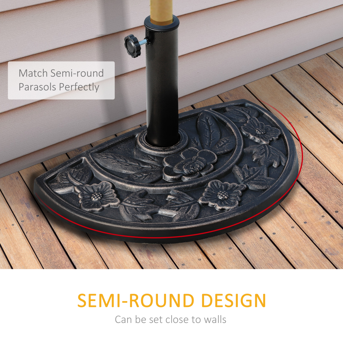 Outsunny Half Round Resin Parasol Base, Antique Bronze