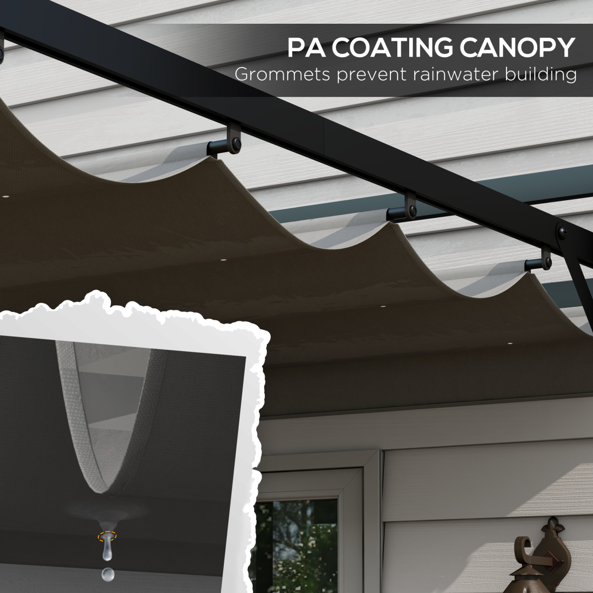 Outsunny 3 x 3(m) Pergola with Retractable Roof and Aluminium Frame, Grey