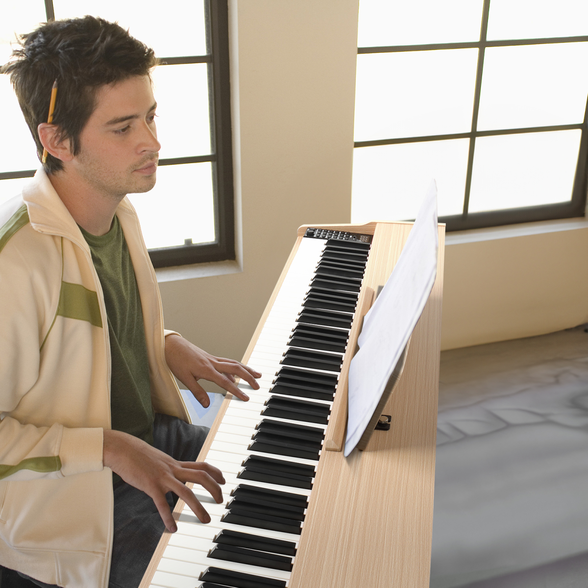 Glarry GDP-203 88 Key Standard Full Weighted Keyboards Digital Piano with Metal Stand, Power Adapter, Triple Pedals, Headphone, for All Experience Levels Natural Technology Wood Color