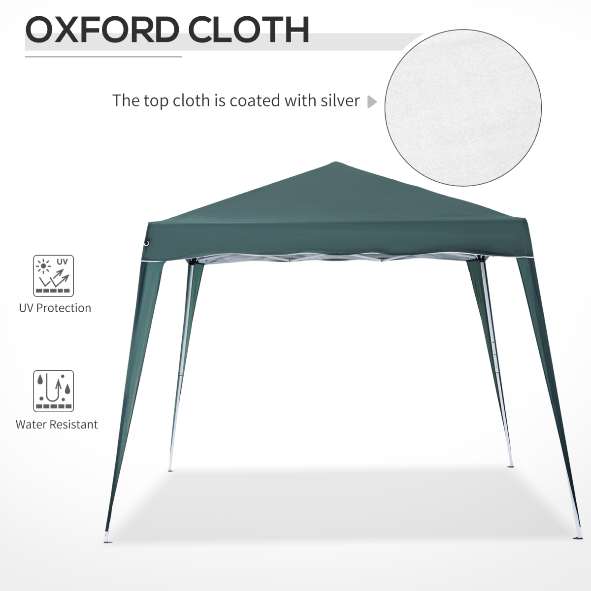 Pop Up Garden Gazebo Tent, Water-Resistant, 2.5 x 2.5 m, Green