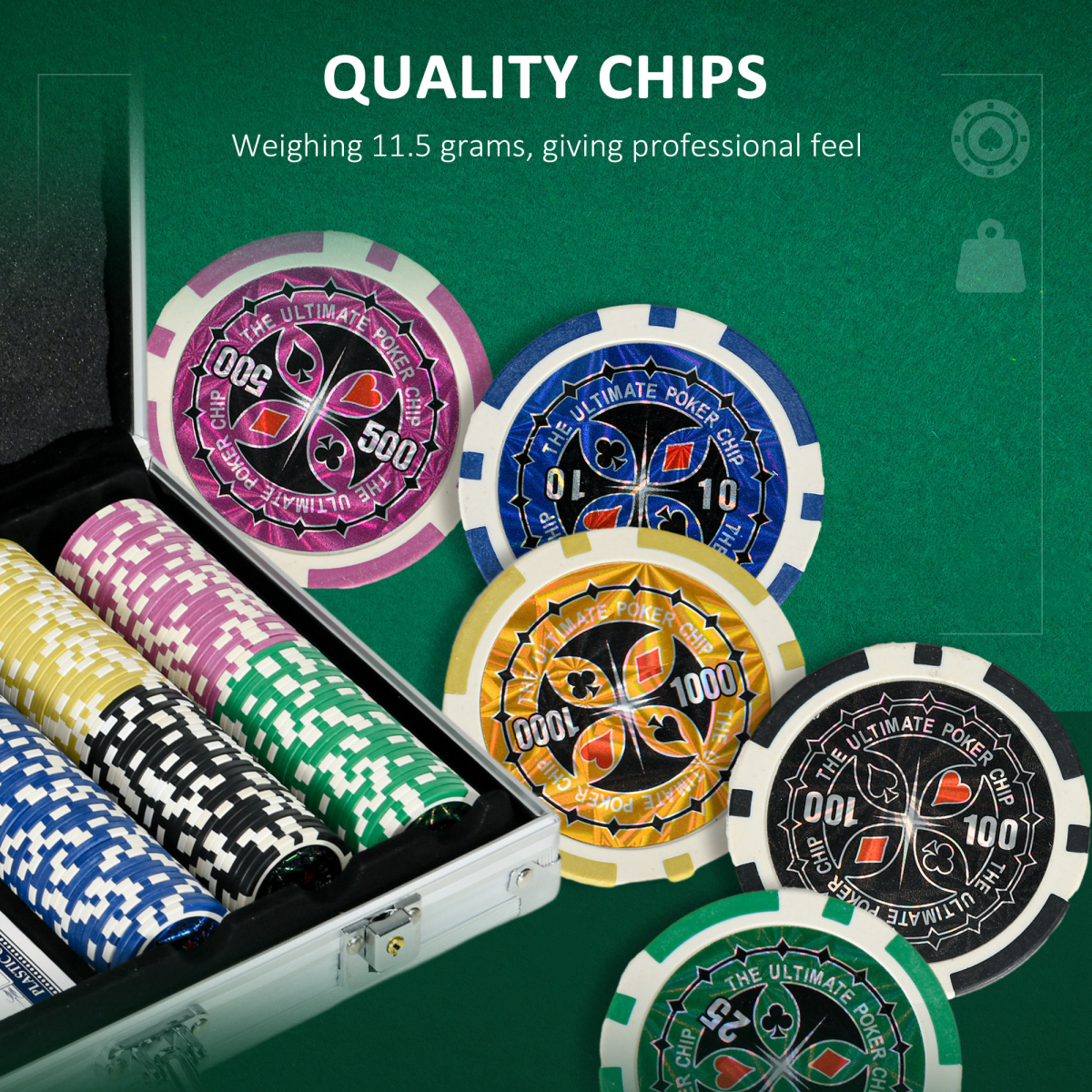 SPORTNOW 300-Piece Poker Chip Set with Mat, Case & 2 Decks