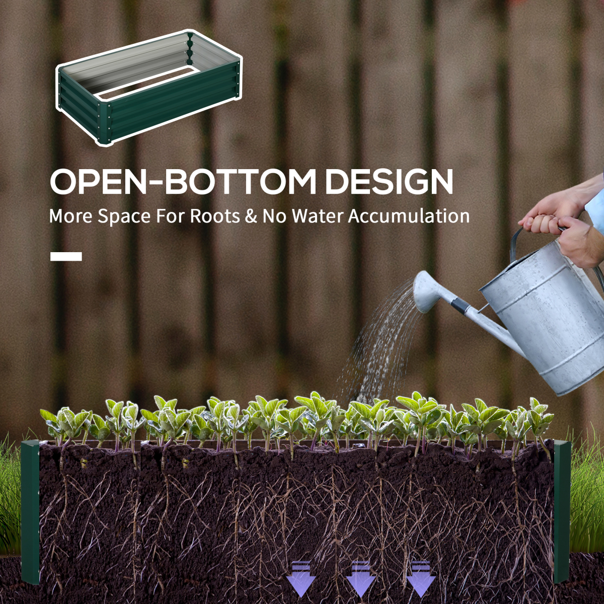 Outsunny Raised Garden Bed Steel Planter Box 120 x 60cm Green
