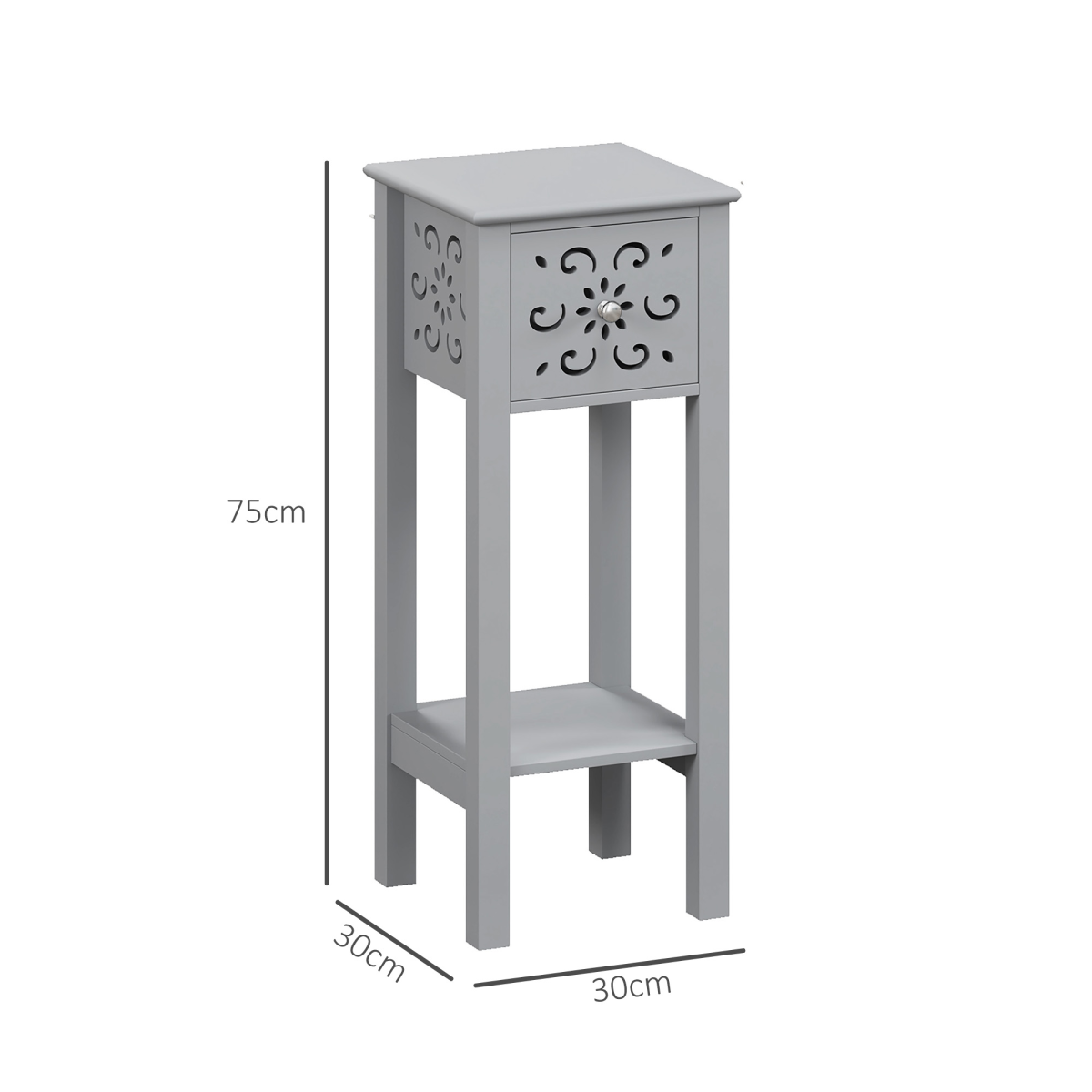 HOMCOM Set of 2 Grey MDF Floral Design Storage Units