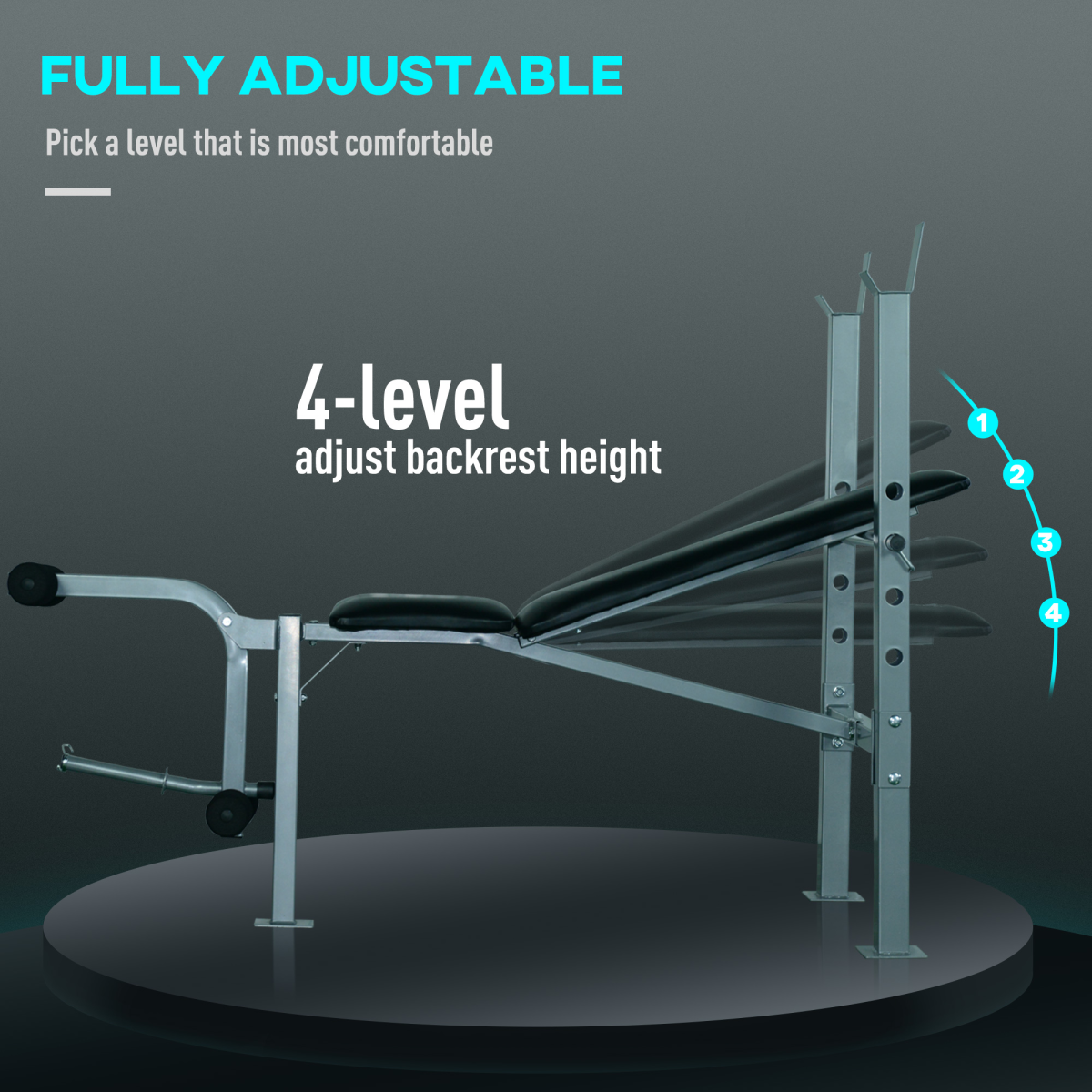 Adjustable Multi Gym Weight Bench with Adjustable Barbell Rack for Chest, Leg and Abs Training