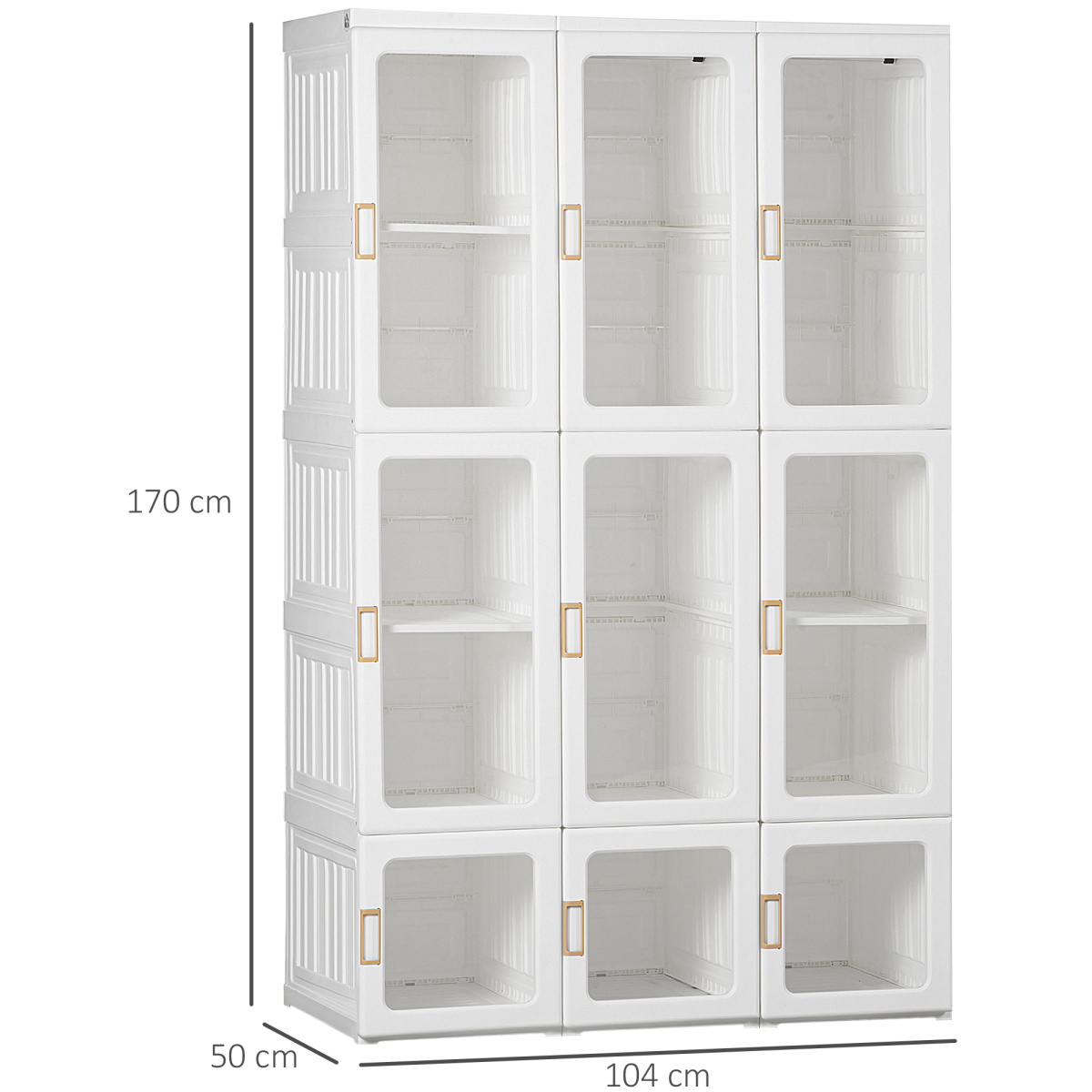 HOMCOM Folding Wardrobe with 8 Compartments and 2 Hanging Rods, White