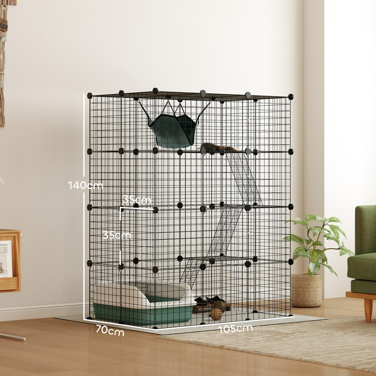 PawHut Four-Tier Customisable Cat Playhouse for Up to 3 Cats