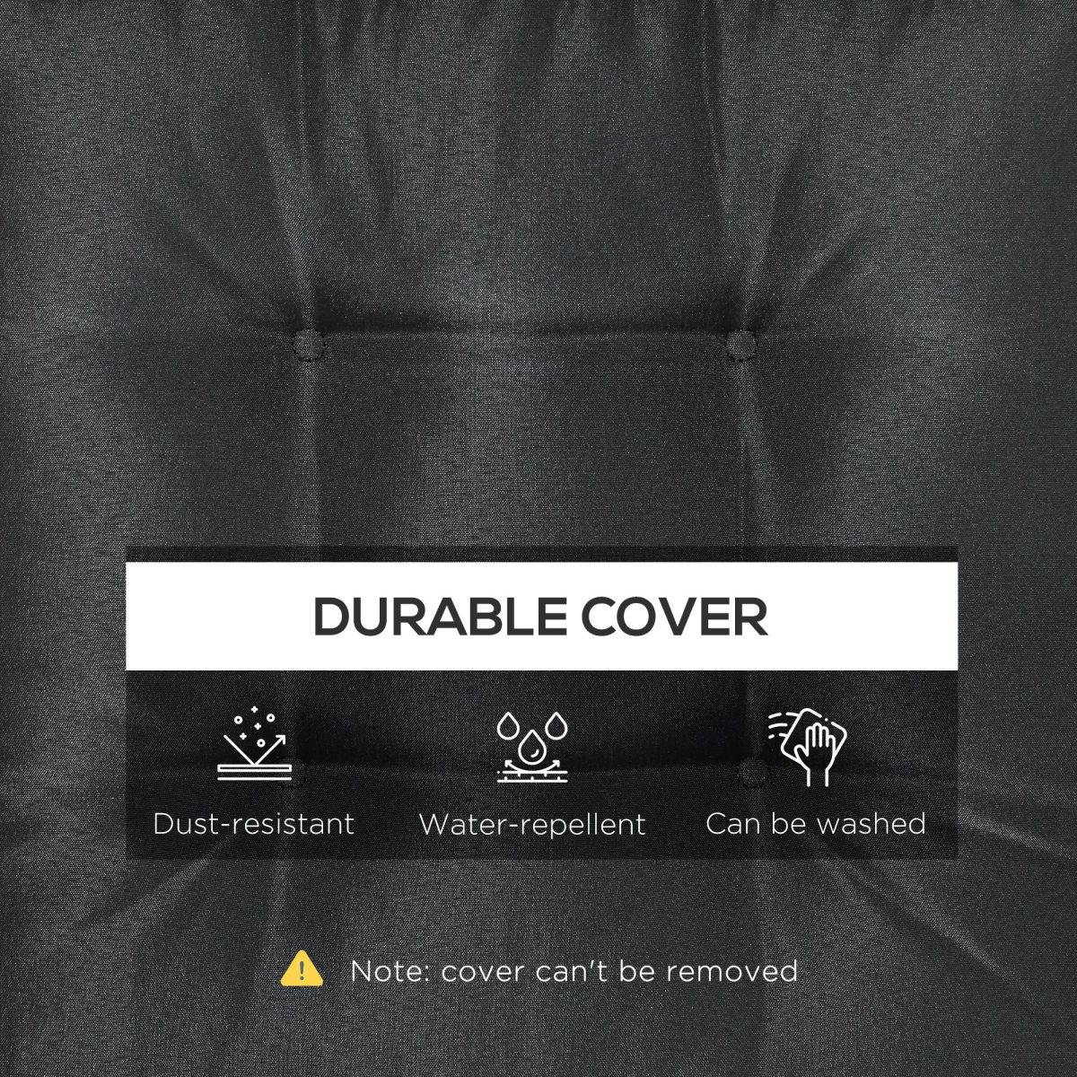 Outsunny 40 x 40 cm Black Garden Seat Cushion with Ties, Replacement Dining Chair Pad