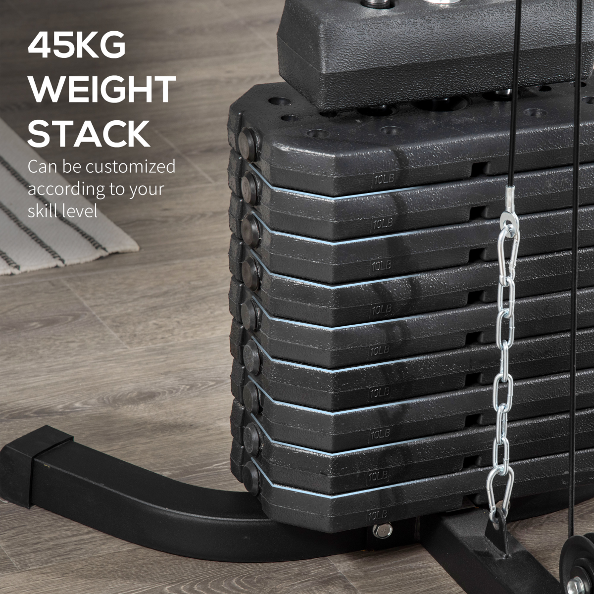 Multifunction Home Gym Machine with 45kg Weight Stack for Full Body Strength Training, Lat Pulldown, Pec Fly, Chest Press and Leg Extension