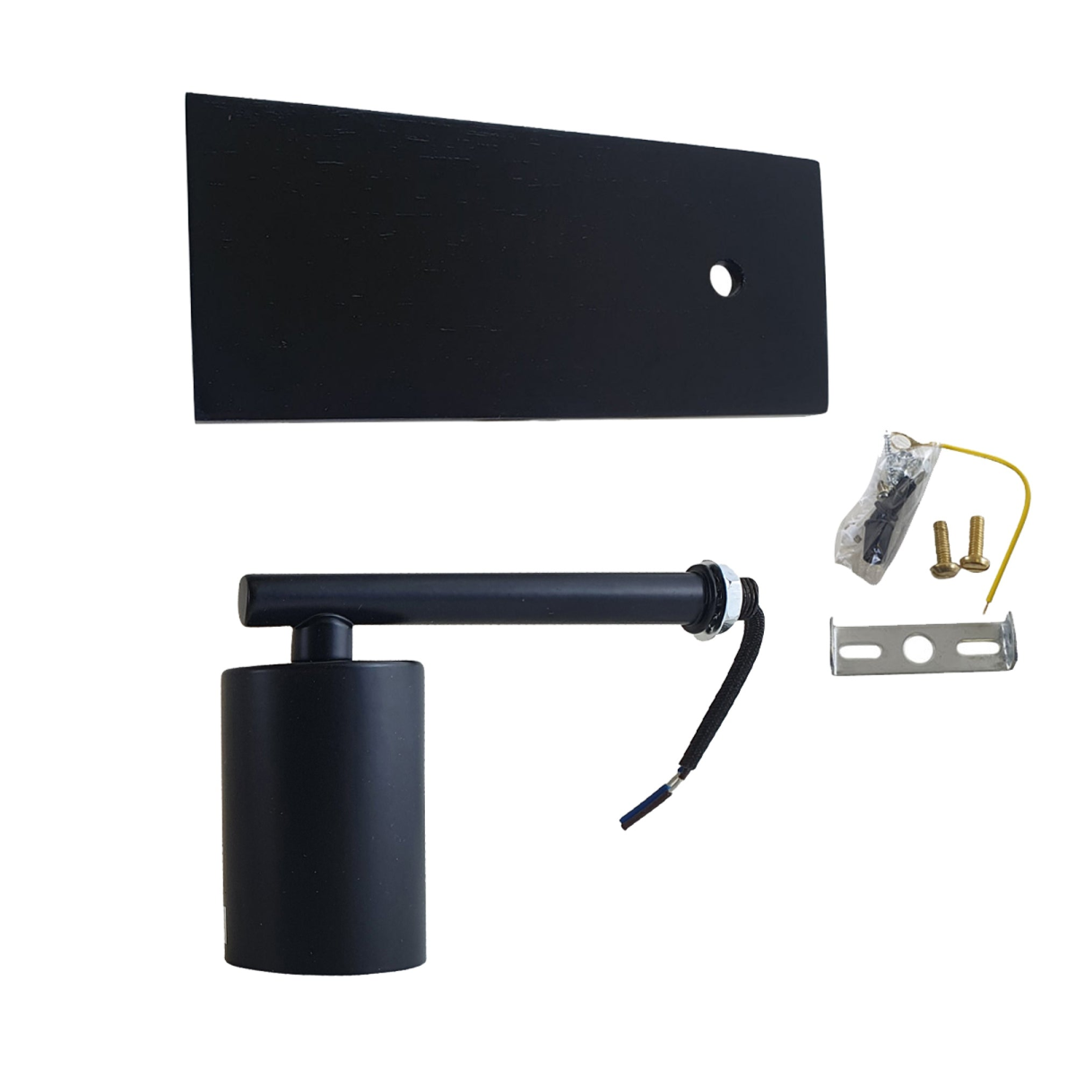 Vintage Black Wood & Metal E27 Wall Sconce, Bulb Included