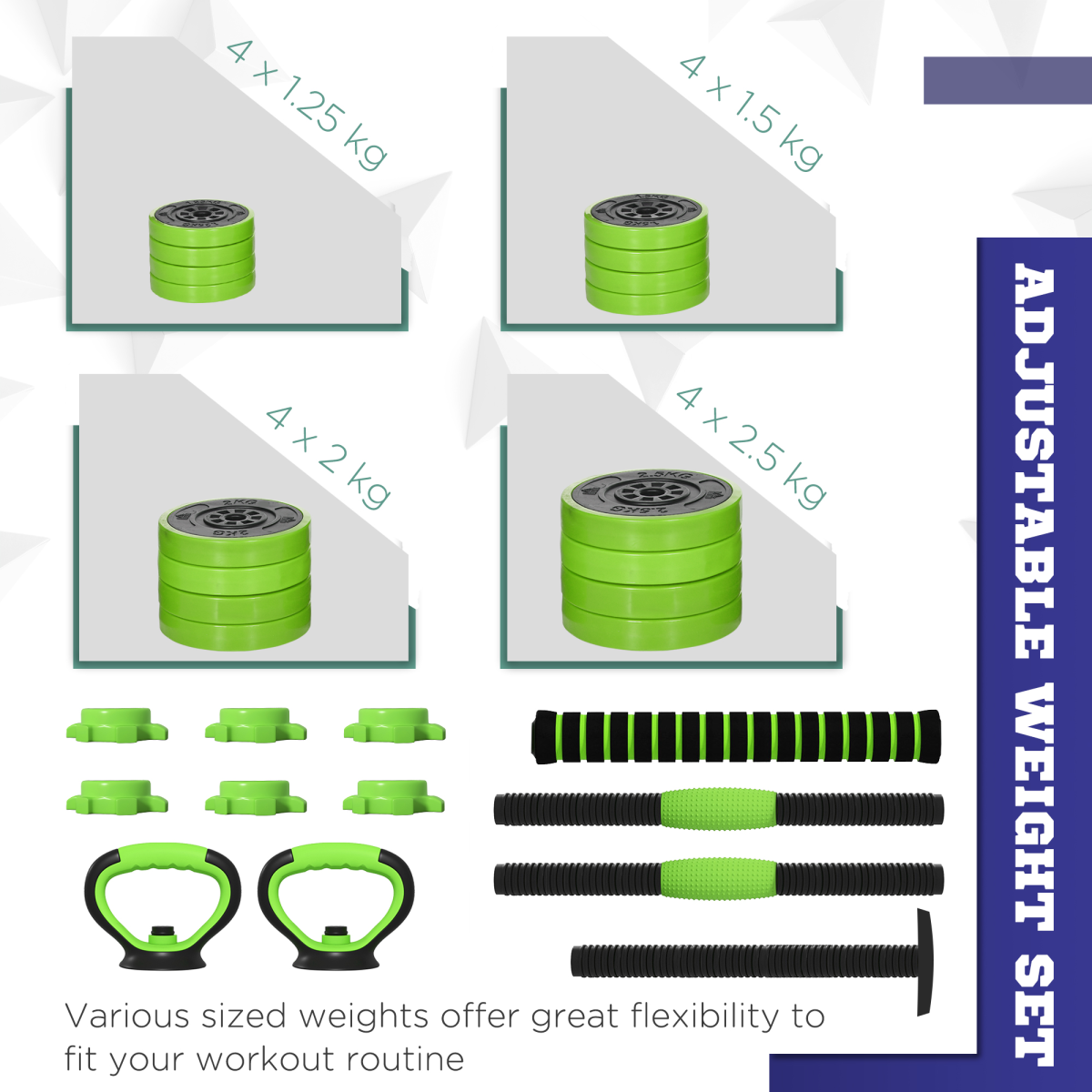 AIYAPLAY 30kg 4-in-1 Dumbbell Set: Barbell, Kettlebell & Push-Up Stands