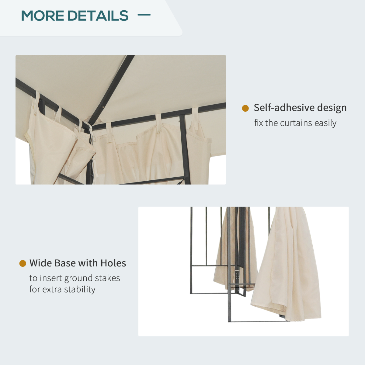 3 x 3m Metal Garden Gazebo with Side Walls, Double-Tier Roof