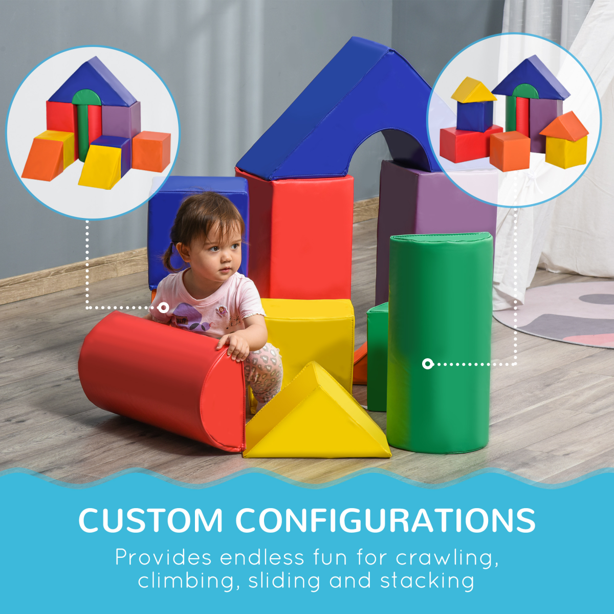 11-Piece Kids Soft Foam Puzzle Blocks Learning Toy, Ages 1-3