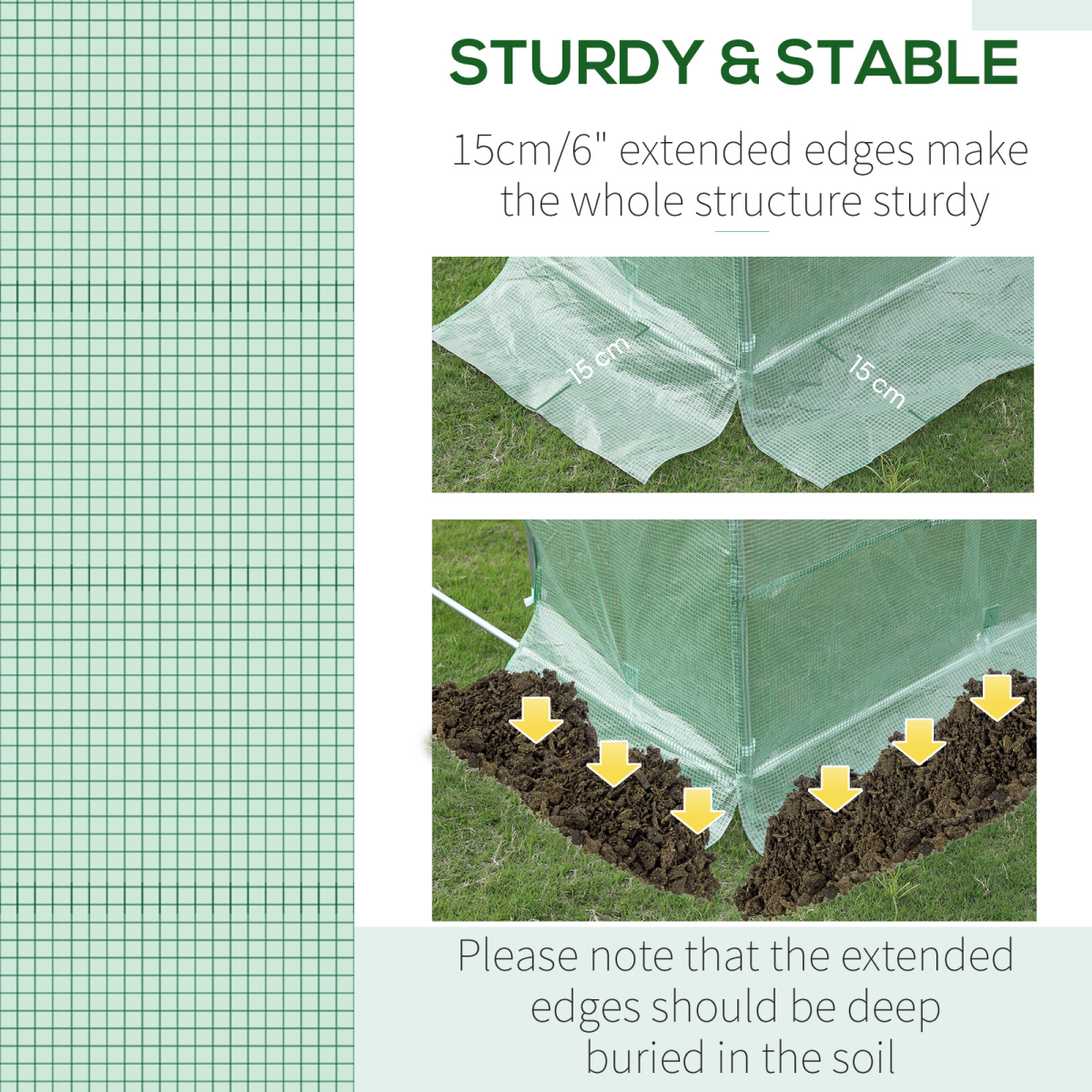 Outsunny 10x7ft Tunnel-Style Greenhouse Replacement Cover with Zipped Roll-Up Front Door, 6 Windows and 20cm Overlap Edges